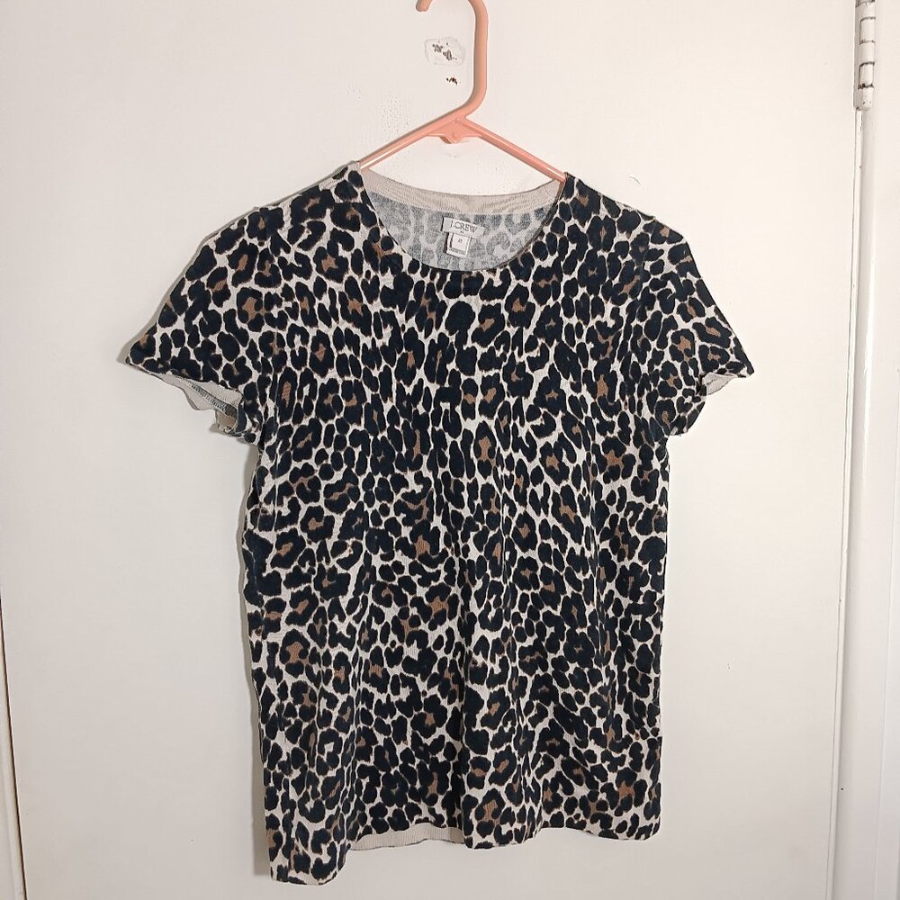 J crew vintage  leopard  print  t-shirt  womens  xs